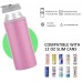 CM Slim Can Cooler Skinny Can Cooler Double-Walled Stainless Steel Insulated Drink Holder with Silicone Can Lid Cover Protector for 12 Oz Seltzer, Energy Drink, Beer, Juice, Soda Can (Pink)