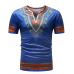 Large size African ethnic wind printed short-sleeved V-neck T-shirt